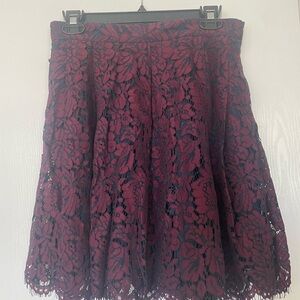Banana Republic Deep Red Lace A-Line Skirt